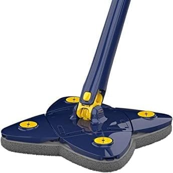 360 self Squeeze Rotatable Adjustable Multifunctional Mop with Stainless Steel Long Handle Push-Pull Leaf Shape Cleaner for Floor, Wall, Gap, and Corner House (Pack of 1, Blue).