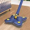360 self Squeeze Rotatable Adjustable Multifunctional Mop with Stainless Steel Long Handle Push-Pull Leaf Shape Cleaner for Floor, Wall, Gap, and Corner House (Pack of 1, Blue). view 3