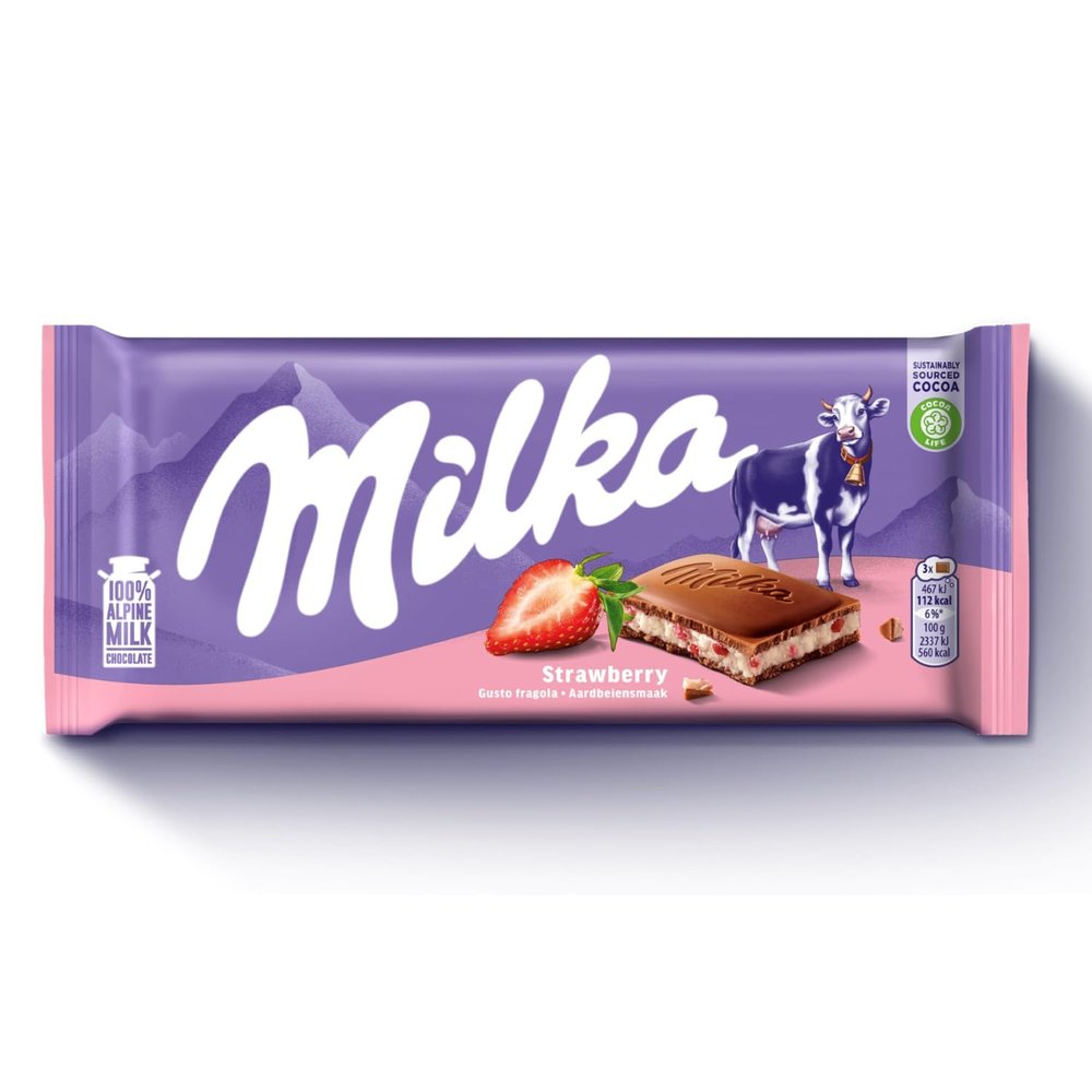 Milka Strawberry 100% Apline Milk Chocolate,100g (Imported)