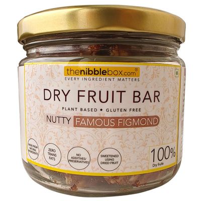 thenibblebox Nutty - Famous Figmond (Dry fruit bars/Vegan mithai) 200g jar [100% dry fruits by weight, gluten free, plant based, no preservatives/additives, zero trans fats]