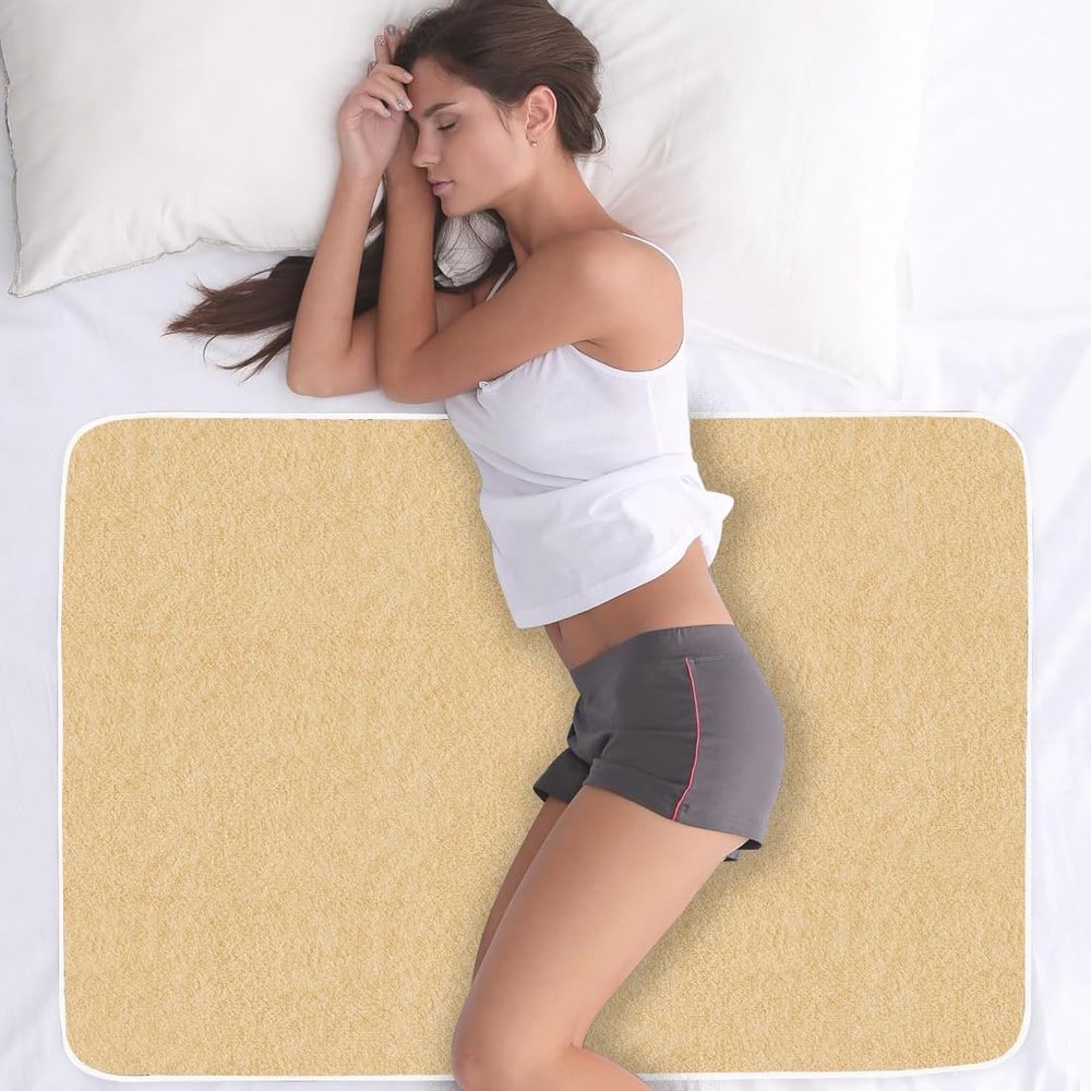 ADBENI HOME Waterproof Washable Incontinence Bed Pad | Cotton Towel Fabric Mat 400GSM | Reusable Underpad with 4-Layer Protection | Dual-Sided Absorbent Mat | Bed & Furniture Protector | 40X30 Beige