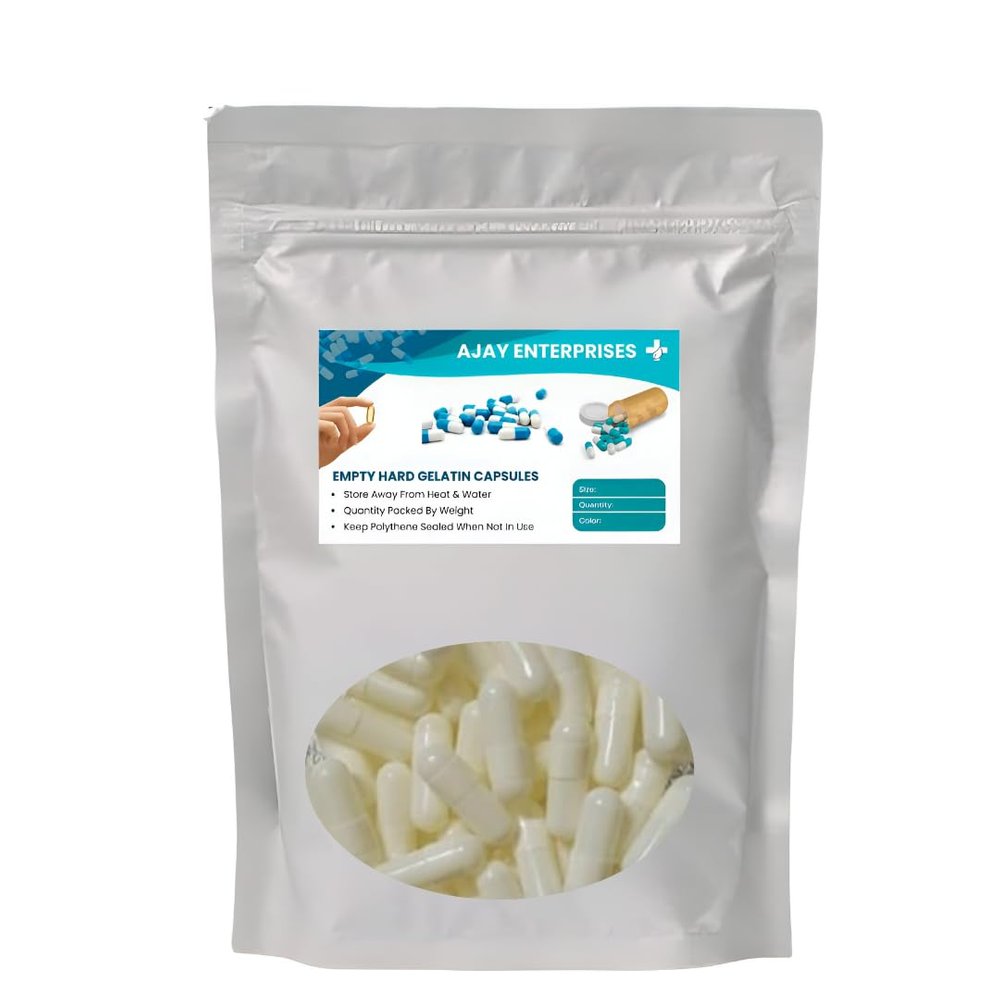 AJAY ENTERPRISES Empty Gelatin Capsules, (Pack of 500) (White, SIZE 00 (1000 MG))