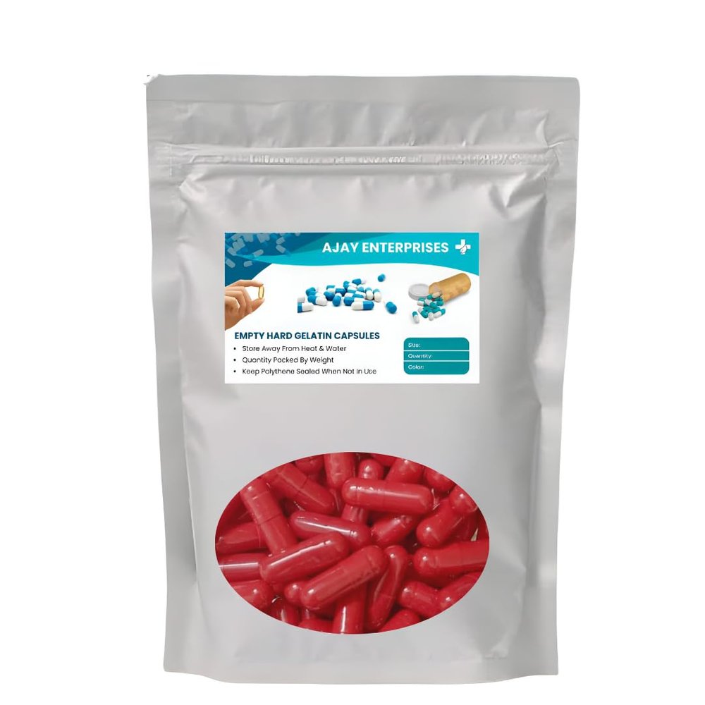 AJAY ENTERPRISES Empty Gelatin Capsules, (Pack of 500) (Red, SIZE 0 (500 MG))