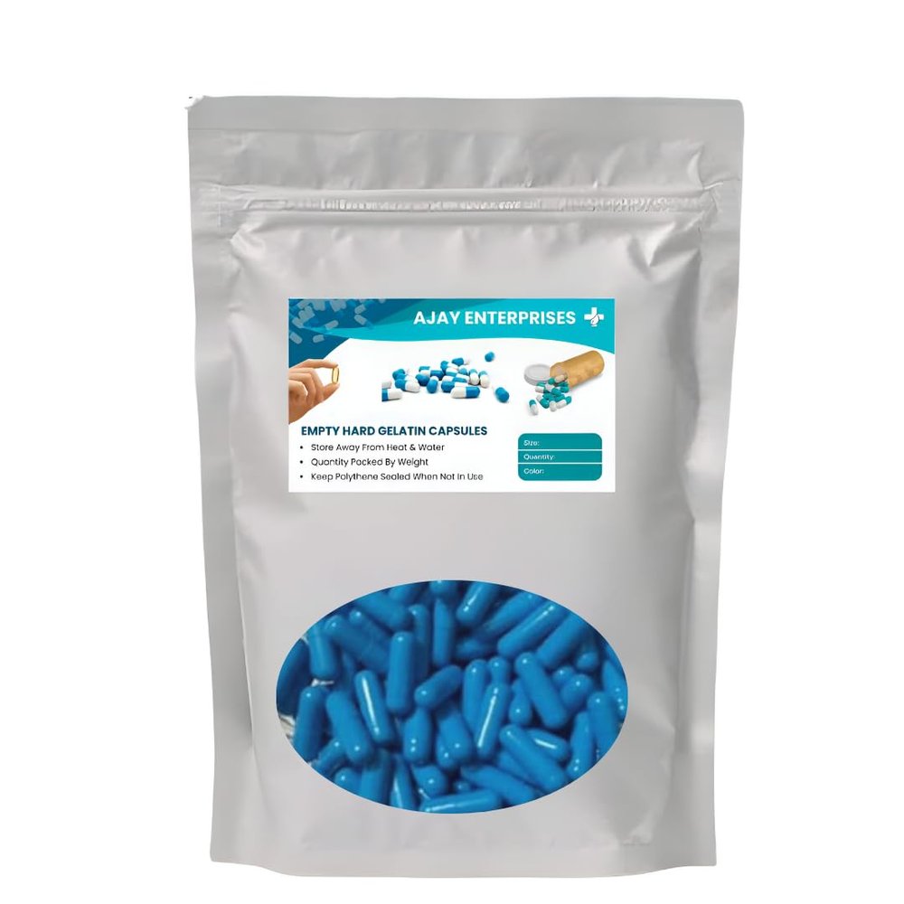 AJAY ENTERPRISES Empty Gelatin Capsules, (Pack of 500) (Blue, SIZE 0 (500 MG))