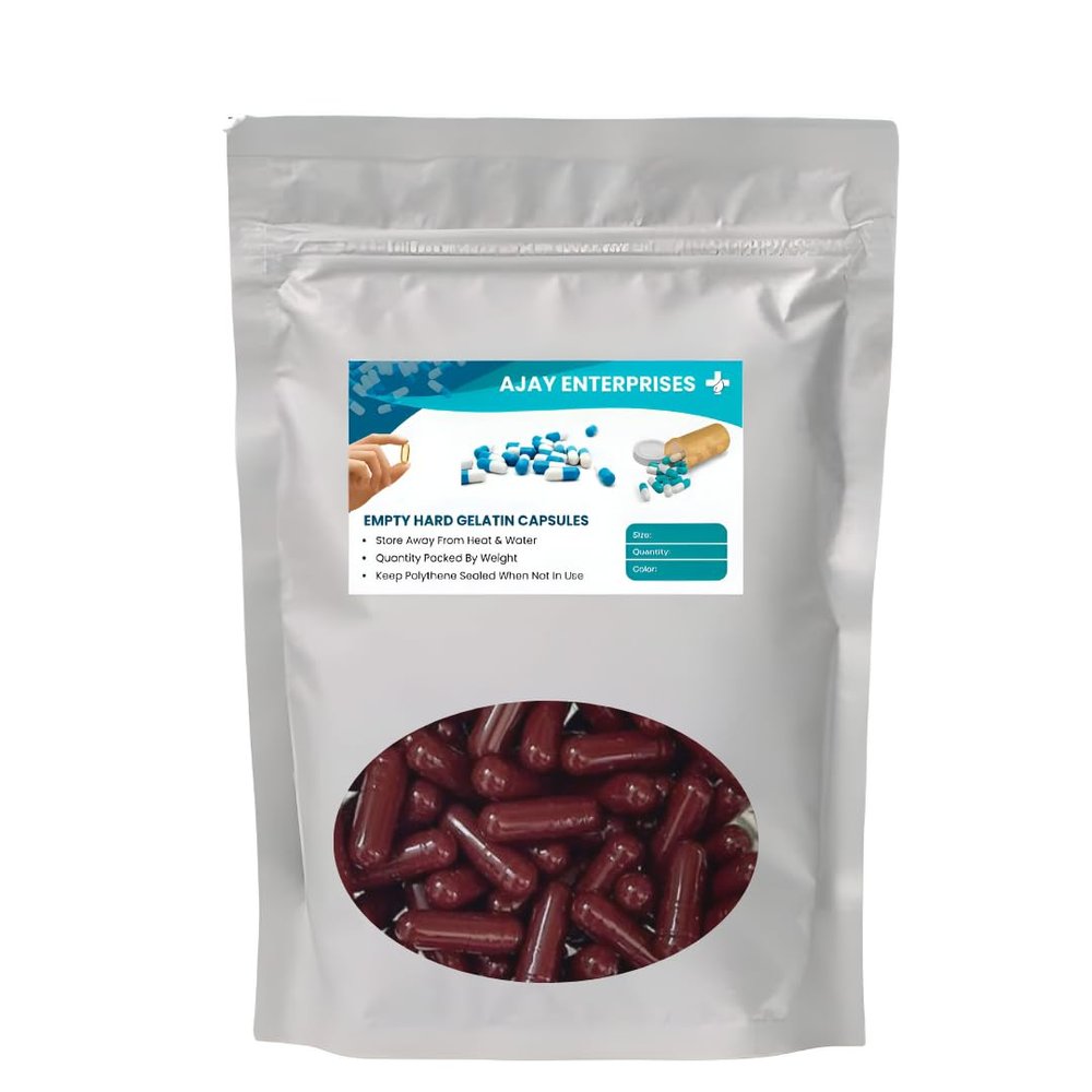 AJAY ENTERPRISES Empty Gelatin Capsules, (Pack of 500) (Maroon, SIZE 00 (1000 MG))