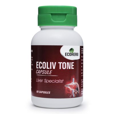 Ecoliv Tone Ayurvedic Liver Support Capsules  Herbal Vegan Supplement for Liver Detox, Digestion, and Overall Liver Health  60 Natural Vegan Capsules + Get One Free