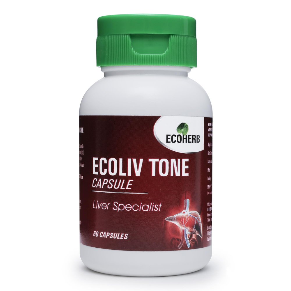 Ecoliv Tone Ayurvedic Liver Support Capsules Herbal Vegan Supplement for Liver Detox, Digestion, and Overall Liver Health 60 Natural Vegan Capsules + Get One Free