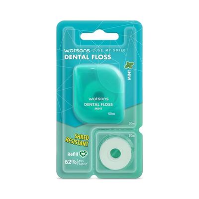 Watsons Mint Dental Floss 50m + Refill 50m.
