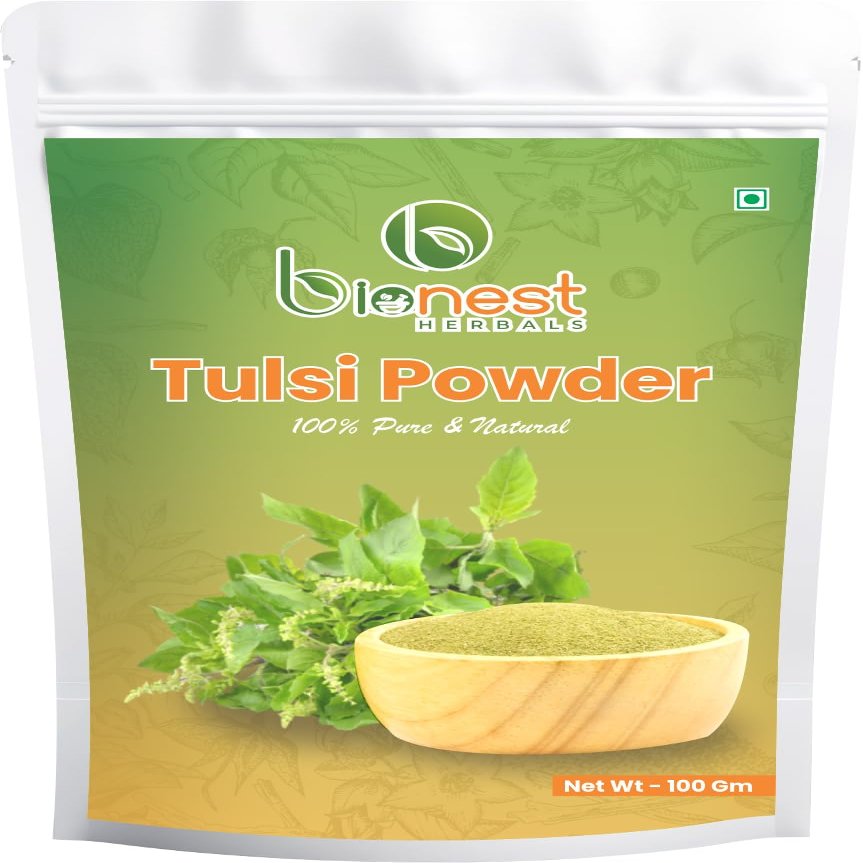 Bionest Herbals Tulsi Powder - 100 gm | Holy Basil | Krishna Tulsi | Rama Tulsi | Immunity & Respiratory Wellness | Ideal for Tea & Kadha