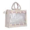 Sainik's Jute Bags Transparent Clear Window Stripped Jute Bags for Wedding Return Gifts Baket Room Hamper Tote Bag with Zipper, Goody Bag for Return Gift (25CMX29CMX15CM) Jute Pack of 12 view 4
