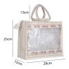 Sainik's Jute Bags Transparent Clear Window Stripped Jute Bags for Wedding Return Gifts Basket Room Hamper Tote Bag with Zipper, Goody Bag for Return Gift (25CMX29CMX15CM) Pack of 6 Bags view 2