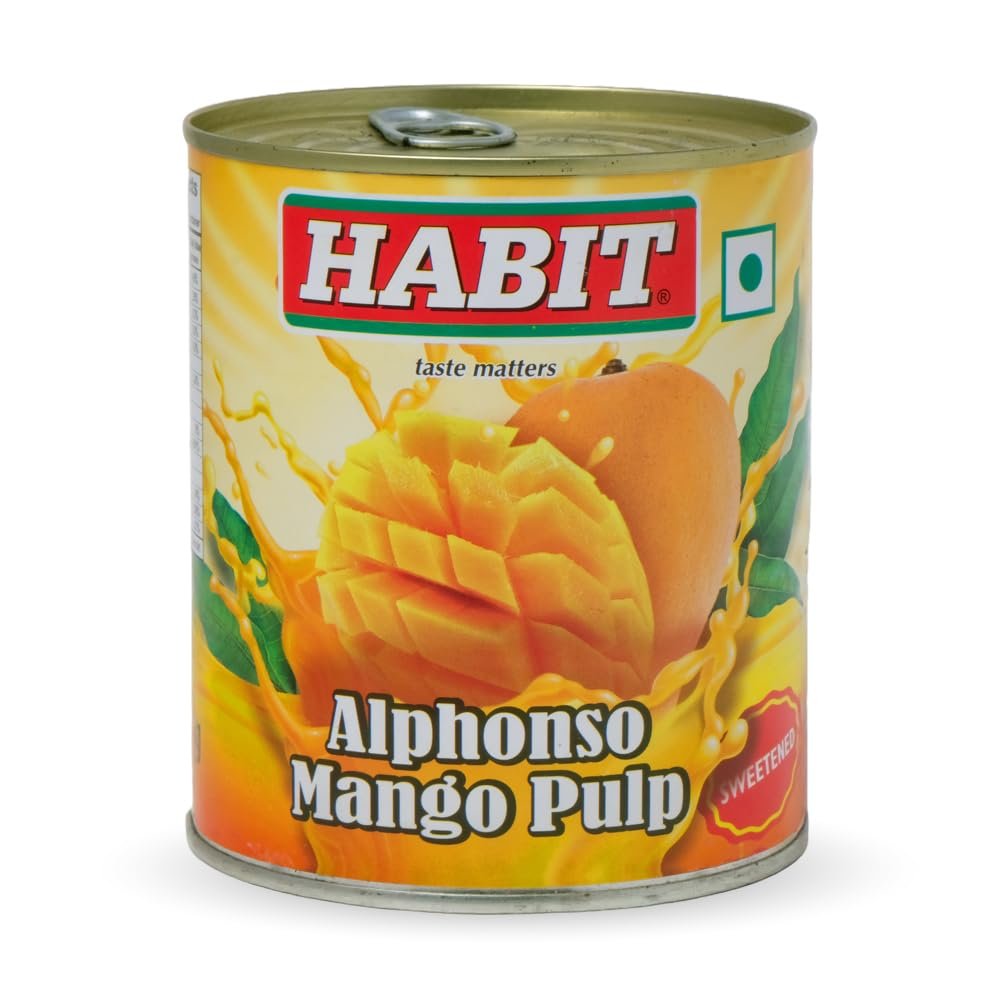 HABIT Alphonso Mango Pulp 850g Ripened Alphonso Mangoes | Smooth & Aromatic | Perfect for Juices, Shakes, Lassi, Ice Cream, Jams & Desserts