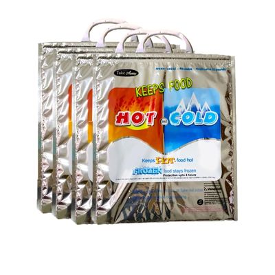 Take Away Hot and Cold Small Bag for Food Storage, Reusable Thermal Aluminium Foil(3 Layer Protection, Size  35 x 30 cm) (Pack of 4)