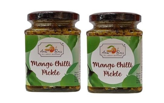 Aam Boss Chilli Mixed Pickle Homemade Mango Pickle Organic, Fresh, Spicy, Tangy, and Delicious Pure Veg Achaar with No Artificial Additives (500 gram) pack of 2