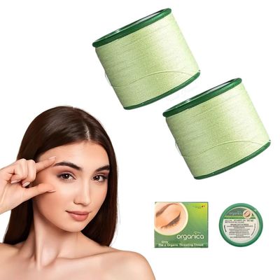 Organic Cotton Eyebrow Threading Thread Tool - 2 Spools (300 Meters Each) for Facial Hair Removal - Eyebrow, Chin, Upper Lip, and Forehead Hair Shaping Tool for Women