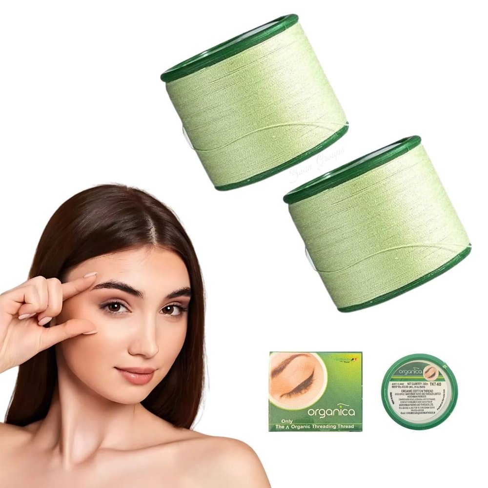 Organic Cotton Eyebrow Threading Thread Tool - 2 Spools (300 Meters Each) for Facial Hair Removal - Eyebrow, Chin, Upper Lip, and Forehead Hair Shaping Tool for Women