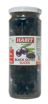 HABIT Black Olives Sliced - 400g | Preserved in Brine | Perfect for Salads, Pasta, Sandwiches & Pizza (Pack of 2)