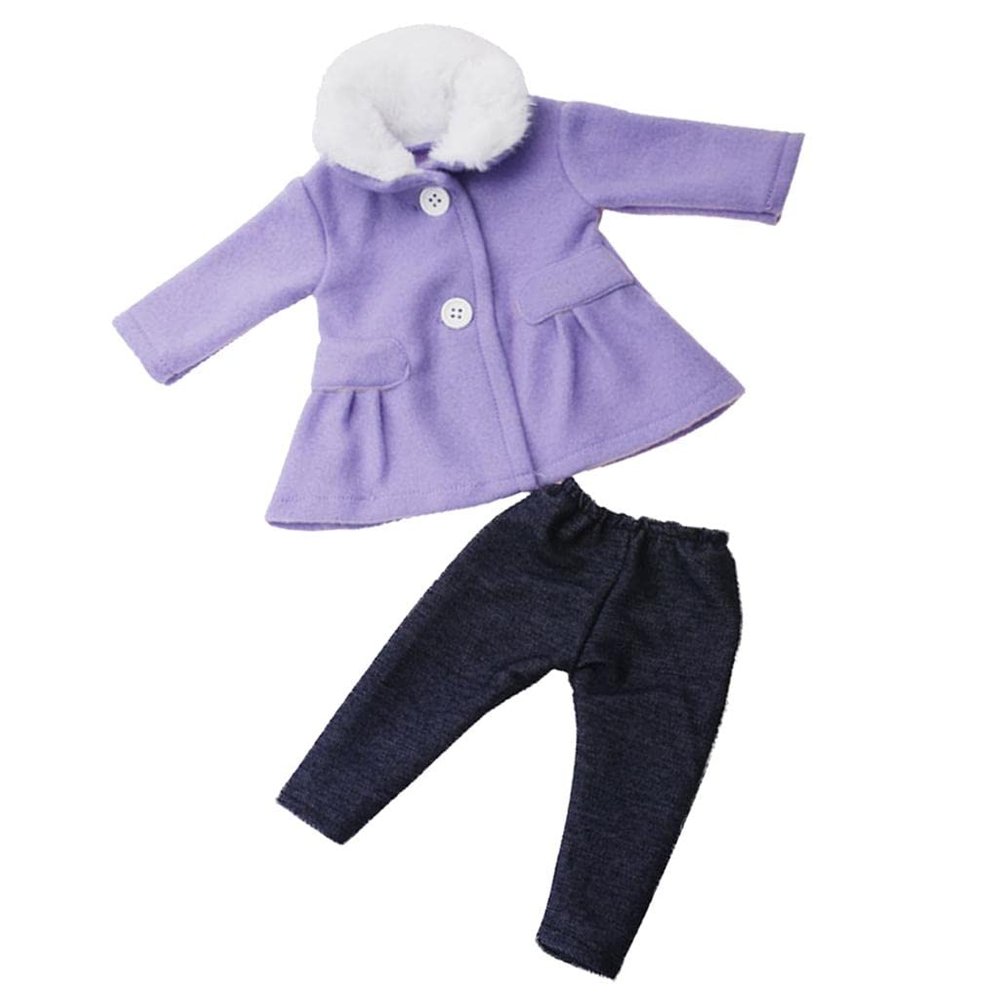 Fashion Girl Doll Winter Coat & Pants for 18inch American Doll Accs Purple