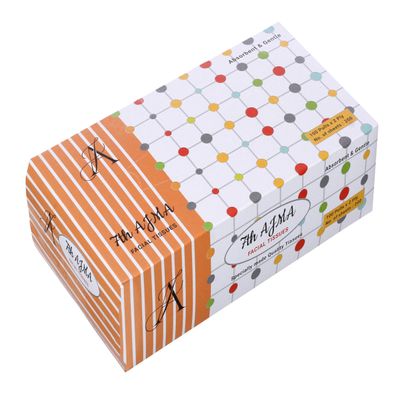 7TH AJMA Facial Tissue | Absorbent & Gentle | 2 Ply Facial Tissue Box |100 Pulls / 200 Sheets per Box (Orange)