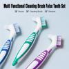 3 PCS Denture Brush Double Sided Toothbrush for Cleaning Multi Layer Bristles and Rubber Anti Slip Handle Used for Denture Cleaning and Care Green Purple Blue view 3