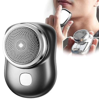 DISH & DWELL Mini Pocket Fashion Shaver | USB Electric Razor & Hair Trimmer for Men | Dual-Edge Blades | Waterproof Small Beard Shaver | Painless Clean Shave Travel Touch-Up Trimmer | Compact & Portable