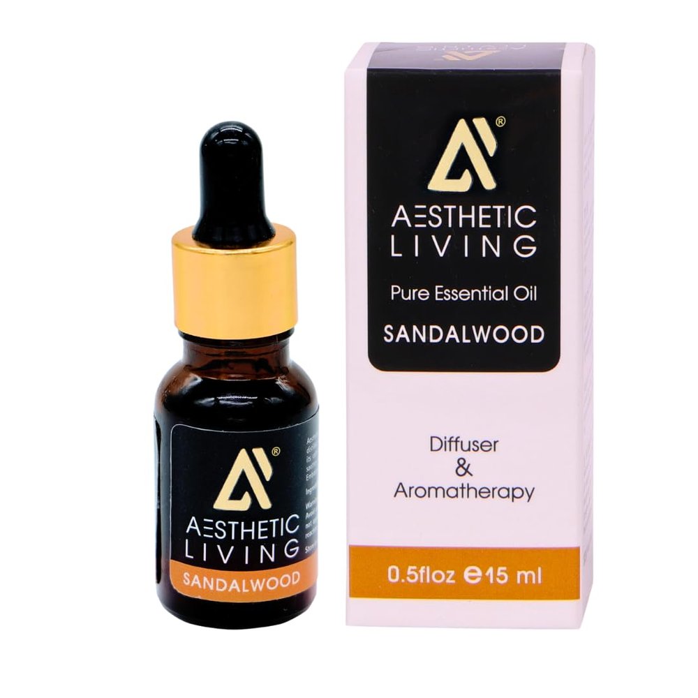 Aesthetic Living Sandalwood Pure Essential Oil 15 ml, Pure Steam distilled Natural Essential Oil