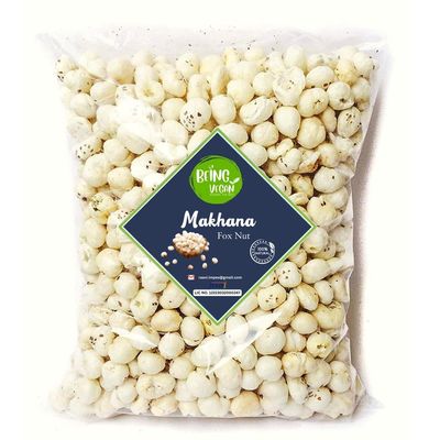 BEING VEGAN Jumbo Handpicked Lotus Seeds (Fox Nuts) - 1kg | Organic Phool Makhana, Big Size, Premium 1kg Puffed Makhana, No Artificial Flavors or Preservatives, Rich in Calcium | Pack of 1
