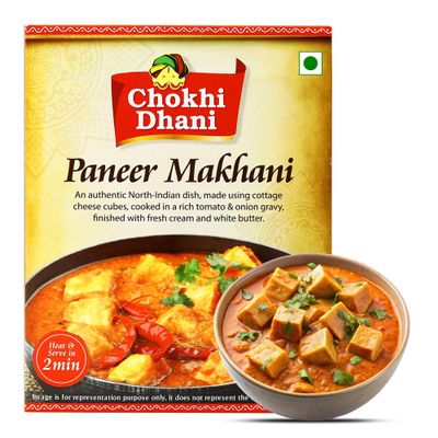Chokhi Dhani Paneer Makhani | Ready to Eat Indian Food | Instant Heat & Eat Curry | Microwavable Premix | Creamy Tomato & Cottage Cheese Gravy | 300g Pack | ready to eat meals
