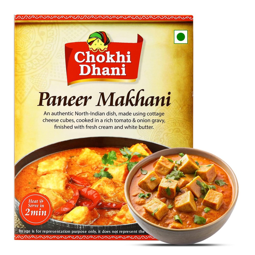 Chokhi Dhani Paneer Makhani | Ready to Eat Indian Food | Instant Heat & Eat Curry | Microwavable Premix | Creamy Tomato & Cottage Cheese Gravy | 300g Pack | ready to eat meals