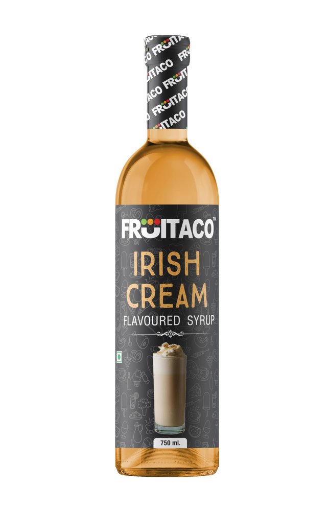 Fruitaco Irish Cream Syrup: Creamy and Luxurious Flavor for Mocktails, Cocktails, Coffee, and Desserts, in a 750ml Bottle