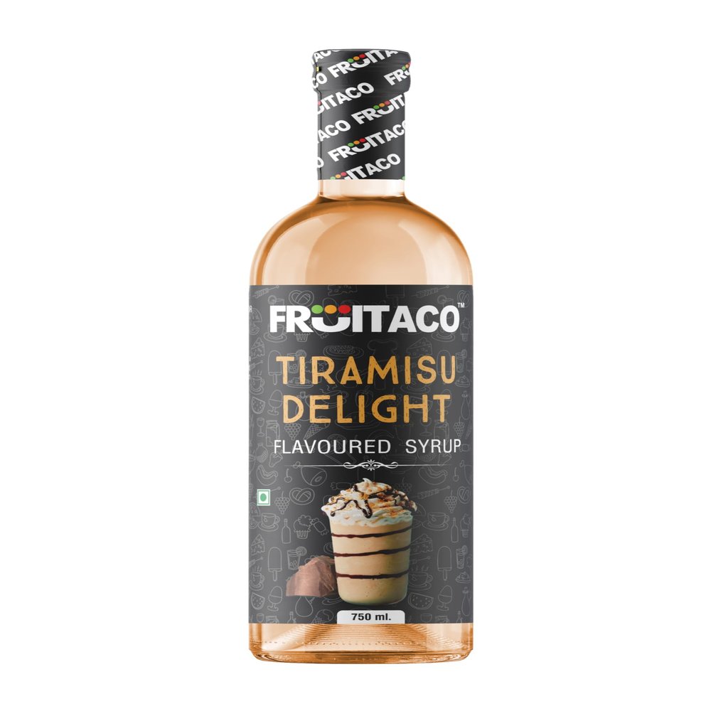 Fruitaco Tiramisu Syrup: Rich and Decadent Coffee-Flavored Syrup for Mocktails, Cocktails, Desserts, and Baking, Packaged in a 750ml Bottle