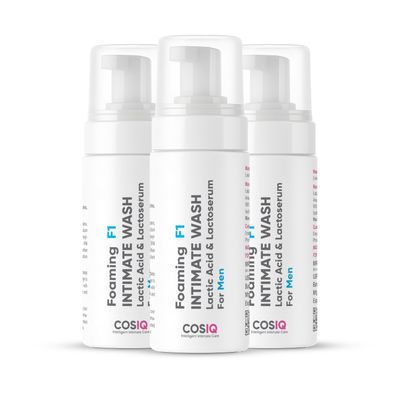 Cos-IQ Brightening Intimate Wash for Men (Pack of 3 X 100ml) | Hygiene Wash with Lactic Acid & Lactoserum | Men Genital Wash| Men's Intimate wash, 300ml
