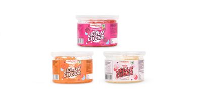 Wonderfrutz Fruit Flavored Jelly Cubes | Ideal for Kids | Perfect Topping for Ice Creams, Milk Shake, Cake, Curd, Fruit Shakes | Top up for Juice & Cocktails, Jelly Toffee | Pack Of 3 (200gm Each) (Strawberry & Orange & Litchi)