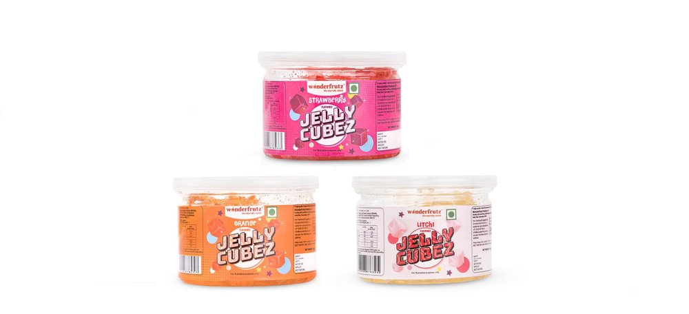 Wonderfrutz Fruit Flavored Jelly Cubes | Ideal for Kids | Perfect Topping for Ice Creams, Milk Shake, Cake, Curd, Fruit Shakes | Top up for Juice & Cocktails, Jelly Toffee | Pack Of 3 (200gm Each) (Strawberry & Orange & Litchi)