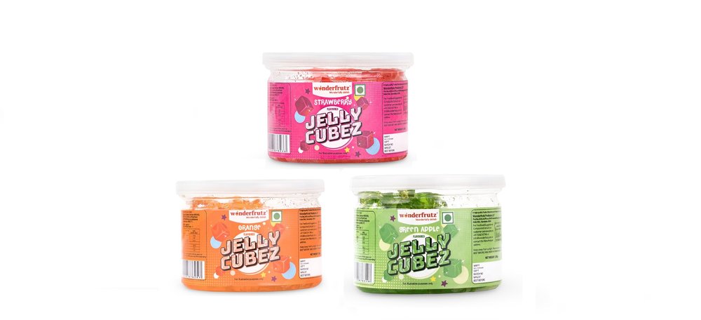 Wonderfrutz Fruit Flavored Jelly Cubes | Ideal for Kids | Perfect Topping for Ice Creams, Milk Shake, Cake, Curd, Fruit Shakes | Top up for Juice & Cocktails, Jelly Toffee | Pack Of 3 (200gm Each) (Strawberry & Orange & Green Apple)
