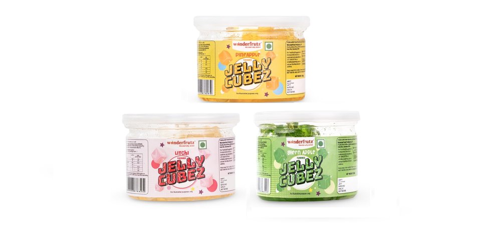 Wonderfrutz Fruit Flavored Jelly Cubes | Ideal for Kids | Perfect Topping for Ice Creams, Milk Shake, Cake, Curd, Fruit Shakes | Top up for Juice & Cocktails, Jelly Toffee | Pack Of 3 (200gm Each) (Pineapple & Litchi & Green Apple)