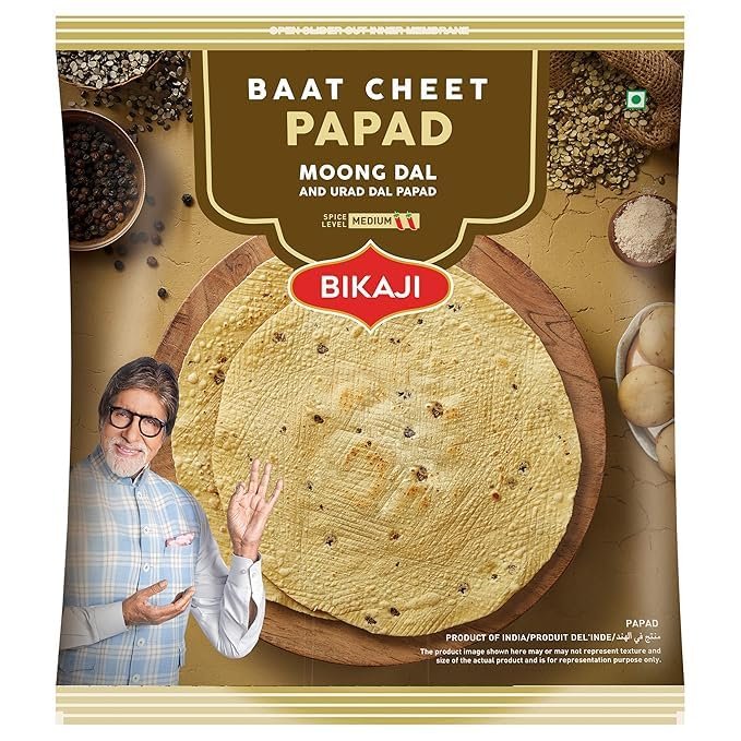 Bikaji Aslee Bikaneri - Baat Cheet Papad - Moong Dal Handroll Papad 400gm (Pack of 1)