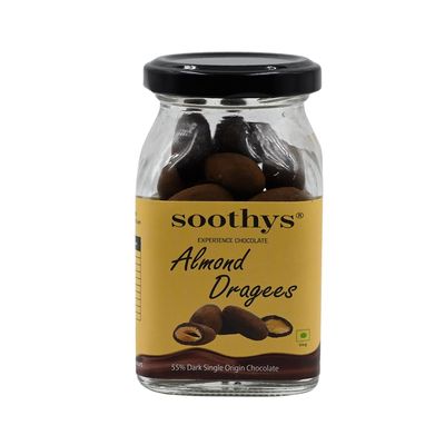 Soothys Almond Dragees Craft Chocolate | Gourmet Chocolate Coated Almonds | No Refined Sugar, Vegetable Fat-Free, Handcrafted | Single-Origin Cocoa Beans (110g, Pack of 1)