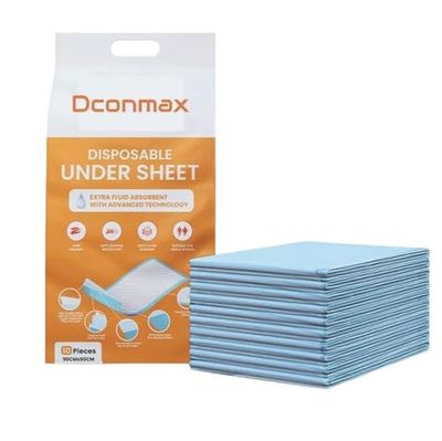 Dconmax Underpads, Large (90x60cm) I 10 hrs Absorption Protection I 10 Units I Waterproof I Protects Surfaces from Incontinence I Super Soft Polymer x Pack of 40