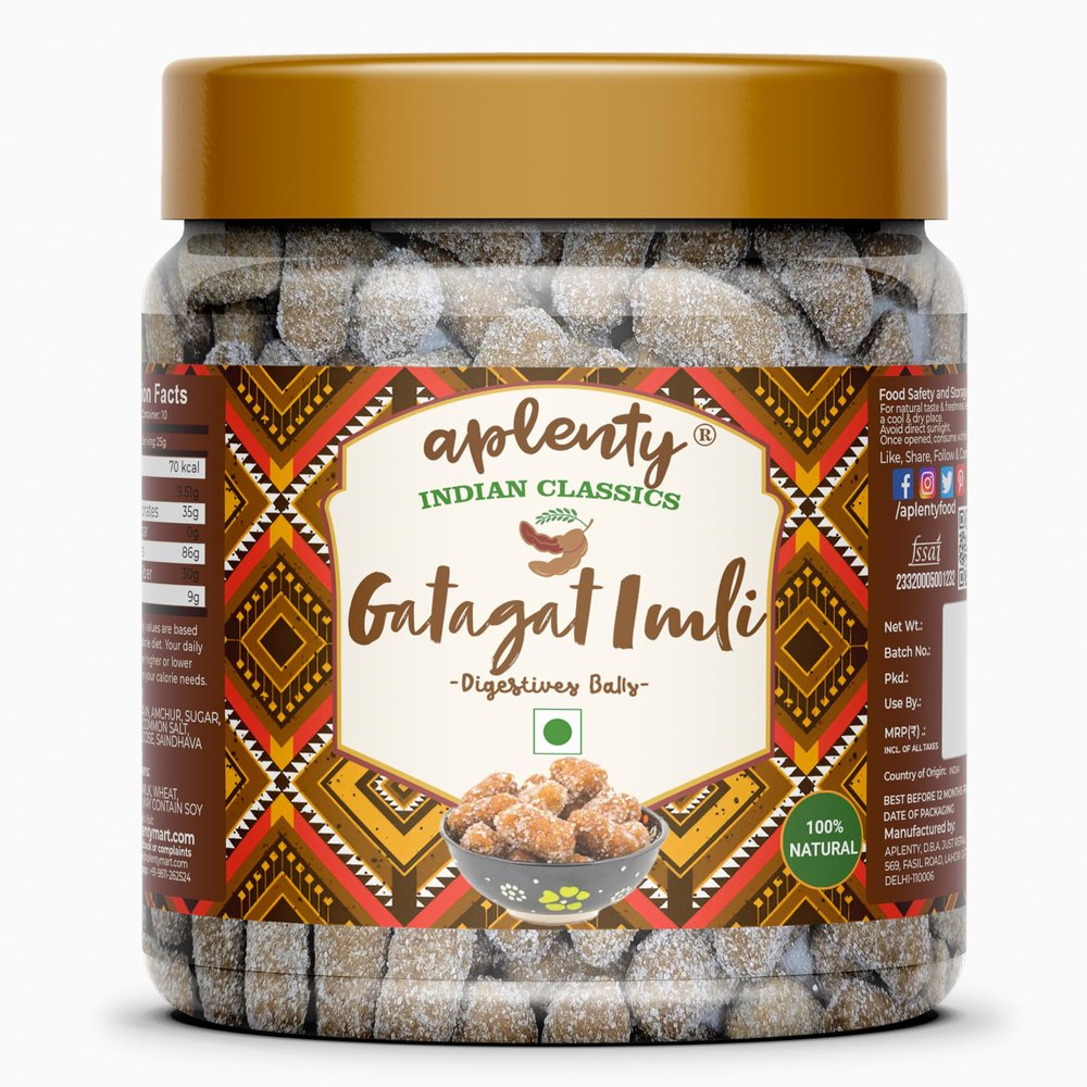 Aplenty Gatagat Imli Candy | Khatti Meethi imli Candy | Cylinderical Shaped Tamarind Candy | Bursting with Spicy-Sweet Delight (200G)