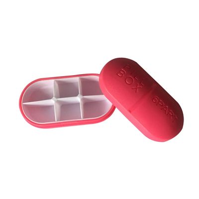 BAZPUR MART Portable Pill Organizer 6 Compartments Travel Pill Organizer Daily Pill Case Moisture Proof Small Pill Box (Rosy)