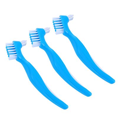 BAZPUR MART 3Pcs Denture Brush Dual FALSE Teeth Cleaning Brush Denture Toothbrush Denture Care Cleaning Tools