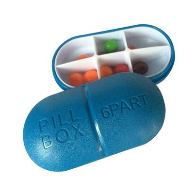 BAZPUR MART Portable Pill Organizer 6 Compartments Travel Pill Organizer Daily Pill Case Moisture Proof Small Pill Box (Dark Blue)