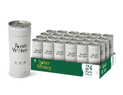 Sober Monkey | Tonic Water | Pack of 24 (24 X 250 ml) | Contains Quinine | Low Sugar | Low Calorie | Carbonated Beverage