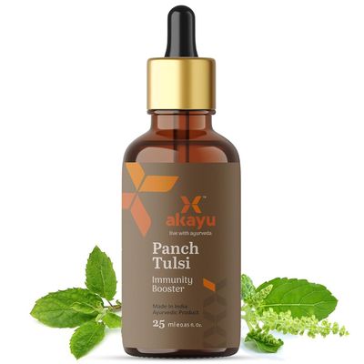 Akayu by Ashpveda Ayurvedic Tulsi Drops | 25 ml Best Panch Tulsi Oil | Natural Herbal Formula for Wellness & Vitality | Supports Relief in Cold, Cough & Mild Fever