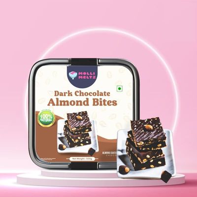 MOLLIMELTZ Dark Choco Cashew Bites | Dark Chocolate Chikki | Crunchy Cashews Coated with Rich Dark Chocolate | Ideal Snack for Chocolate Lovers 500 Gms