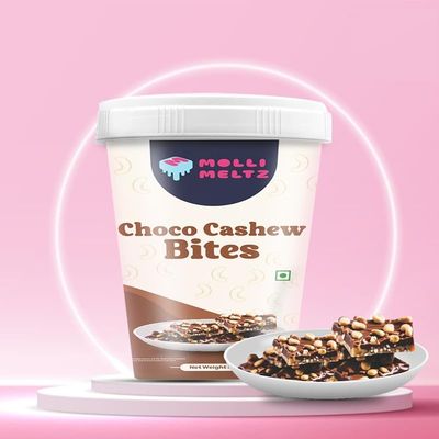 MOLLIMELTZ Choco Cashew Bites | Milk Chocolate Chikki | Crunchy Cashews Coated with Smooth Milk Chocolate | Ideal Snack for All Ages | Ideal for Guilt-Free Snacking Anytime 200 Gms