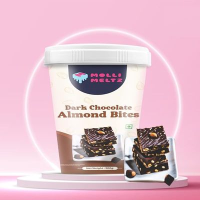 MOLLIMELTZ Dark Choco Cashew Bites | Dark Chocolate Chikki | Crunchy Cashews Coated with Rich Dark Chocolate | Ideal Snack for Chocolate Lovers 200 Gms