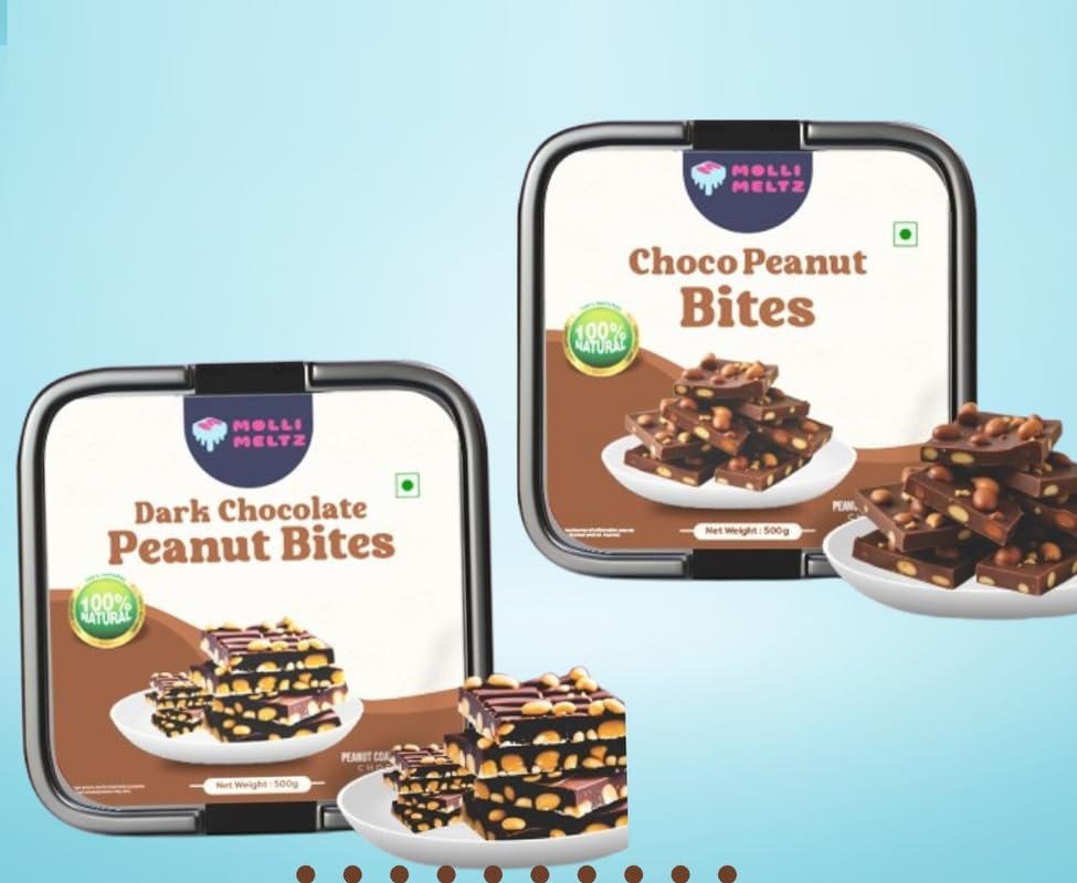 MOLLIMELTZ Choco Peanut Bites and Dark Choco Peanut Bites Combo Pack of 2 | Delicious Chocolate and Dark Chocolate Coated Peanut Snacks | Ideal Crunchy Treat for All Ages 1000 Gms