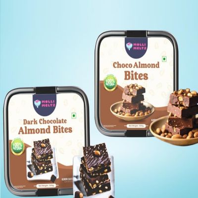 MOLLIMELTZ Choco Almond Bites | Dark Choco Almond Bites | Combo Pack Of 2 | Delicious chocolate and almond combination | Ideal for gifting or snacking | Rich in flavor and texture 1000 Gms